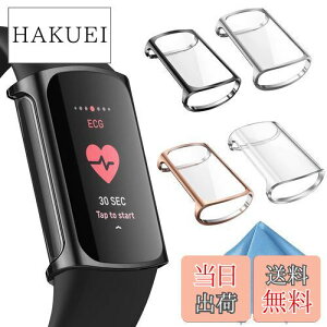 yz[4Zbg] Fintie for Fitbit Charge 6 / Charge 5 P[X NA \tg TPU bL XN[Jo[ Sʕیop[ VF EȒP ϏՌ tBbgrbg یJo[ (Vo[/