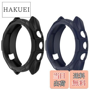 【送料無料】SHEAWA Garminガーミン Approach S70 47mm用ケース カバー 2個セット TPUゴム 保護ケース 保護カバー 耐衝撃 アクセサリー (ブラック+ミッドナイトブルー)