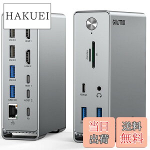 �y���������zGIISSMO Macbook Pro/Air��p 14-IN-2 �h�b�L���O�X�e�[�V���� Type c Dock 3��ʃ��[�h �g���v���f�B�X�v���C�Ή� MST�@�\ 4K��60Hz HDMI�|�[�g 100W�o�� 10Gbps USB-A�|�[�g USB-C�|�[�g USB3.2 Gen2�Ή� 