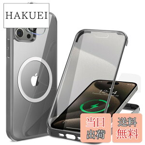 �y���������z�y���ʋ����K���X�E���ٓI�ȑϏՌ����zHAUTRKBG iPhone 15 Pro Max �p �P�[�X �N���A �S�ʕی� [MagSafe�Ή�] [�J�����t�C������]�M�����Ȃ� �\�t�gTPU�o���p�[ �}�O�Z�[�t ���C�����X