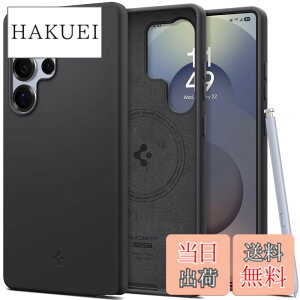 �y���������zSpigen Galaxy S25 Ultra �P�[�X Magfit�Ή� �V���R�� �ϏՌ� �y�� ���^�Ή� TPU �V���R���t�B�b�g�E�}�O�t�B�b�g ACS09017 (�u���b�N)