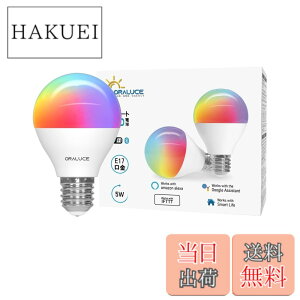 �y���������zORALUCE �X�}�[�g LED�d�� E17���� 40W���� �������F �X�}�[�g���C�g �}���`�J���[ 1600���FRGB �����F-�d���F Alexa/Google Home�Ή� �n�u�s�v ���u���� �戵�������t 2�� LDA5F-E17/2P