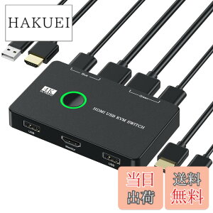 �y���������zZARPA 4K KVM�X�C�b�` 2����1�o�� HDMI KVM�ؑ֊� PC2��p �v�����^ �}�E�X �L�[�{�[�h�Ȃǂ����L usb�ؑ֊� 4K@60Hz USB�P�[�u��x2 HDMI�P�[�u��x2 �ȒP�ڑ� ���{��������t��