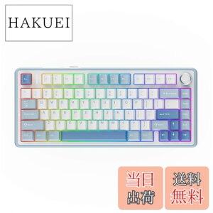 �y���������zEPOMAKER x Aula F75 �Q�[�~���O�L�[�{�[�h �K�X�P�b�g ���J�j�J���L�[�{�[�h 5�w�p�b�h���m�u�t�� 75% ���C�����X �z�b�g�X���b�p�u�� Bluetooth/2.4GHz/USB-C RGB �Z�K�F�؎擾 (Sea Salt Blue, L