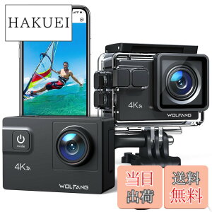 �y���������zWOLFANG �A�N�V�����J���� 4K 24MP�����J���� WiFi�@�\ �ϗh�� ���[40���[�g�� HDMI�o�� 1350mAh��e�ʃo�b�e���[2���� 170°�L�p�����Y �����R�� �w�b�h�Z�b�g�J���� �O���}�C�N �L�x��