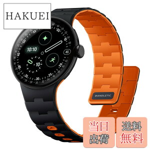 �y���������z[Bandletic] 2026 �V�^ Google Pixel Watch �o���h - Pixel Watch 1�E2�E3�E4 (41mm�E45mm) �Ή� N54���΃o���h �}�O�l�b�g���V���R�� �j�����p �X�|�[�c�p �y�� �F�F�u���b�N/�I�����W�A�T�C�Y�Fpixe