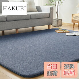 【送料無料】VK Ingeroom カーペット 夏用 極厚30mm 冷感ラグ 厚手 接触冷感 【ひんやりxもっちり】 涼しい 色：ネイビー、サイズ：190x190cm