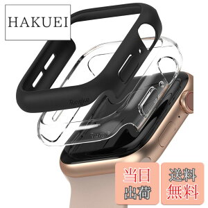 �y���������zJP - Ringke Apple Watch Series 6 / 5 / 4 / SE 40, 44mm Slim �F�FClear & Matte Black (2P)�A�T�C�Y�F[6 / 5 / 4 / SE 44mm]