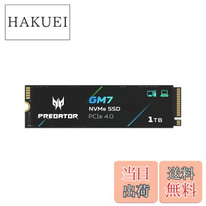 �y���������zAcer Predator M.2 SSD GM7 NVMe2.0 2280 PCIe Gen4x4 ������(�ő�ǂݎ��F7400MB/s�A�ő发�����݁F6500MB/s) ����SSD ���ϋv 3D NAND TLC PS5/PS5 Pro����m�F�ς� ���[�J�[5�N �T�C�Y�F1TB