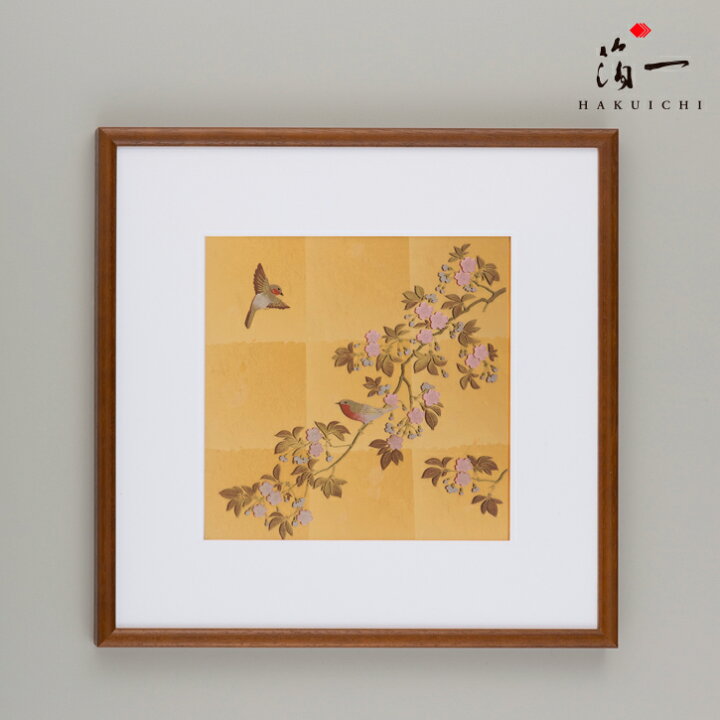 楽天市場】立体パネル 花見鳥｜ モダン 玄関 ゴールド インテリア 