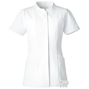 BR1102 オンワード ナースウェア ジャケット 女性用 半袖 オンワード白衣 制菌 静電気帯電防止 ストレッチ 透け防止 防汚 吸水 速乾 形態安定 二重ポケット ループ付き ONWARD ラフィーリア Raffir