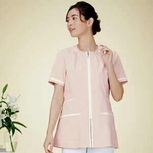 780 カゼン ナースウェア ジャケット 女性用 おしゃれ かっこいい ノーカラー ポケット ループ付き 工業洗濯可 制菌加工 透け防止 吸汗 制電 ストレッチ KAZEN 医療用 看護師 歯科衛生士 エステ