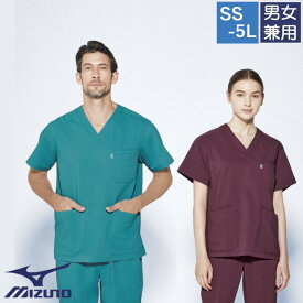 MZ-0311 チトセ ミズノ スクラブ 男女兼用 半袖 めちゃ涼 高通気 涼しい ストレッチ 制電 制菌 肩口スナップあき CHITOSE MIZUNO 医療用 ドクター ナースウェア 医師 看護師 介護 薬剤師 リハビリ 歯科 整形 マッサージ ユニセックス 上衣 MZ0311
