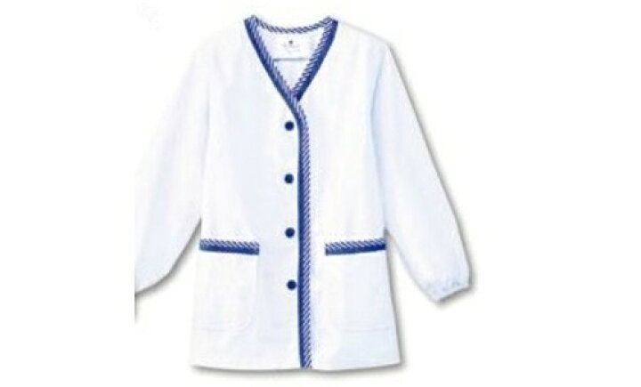 楽天市場 1337 チトセ 調理白衣 長袖 女性用 袖口ゴム 両脇ポケット ポリエステル 綿 抗菌 防臭 厨房 売店 和食料理店 食堂 ユニフォーム 制服 作業着 アルベ Arbe ネイビー 紺 ストライプ レディース レディス 白衣ネット 楽天市場店