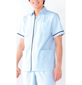095 カゼン ナースウェア ジャケット 男性用 半袖 透け防止 ストレッチ素材 工業洗濯可 制菌 吸汗 制電 防汚 KAZEN 看護衣 医療用 看護師用 白衣 ナース服 メンズ 大きいサイズ ブルー ホワイト 男女ペア 大きいサイズ