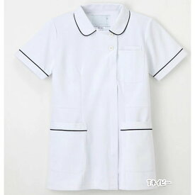 HO1672 ナガイレーベン ナースウェア ジャケット 女性用 半袖 襟付き 制菌加工 制電 吸水 防汚 透け防止 PHSポケット NAGAILEBEN 医療用 看護師 薬剤師 レディース レディス 女子 チュニック 上衣 白衣 ホワイト 白 ネイビー 紺