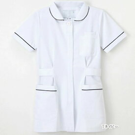 HO1682 ナガイレーベン ナースウェア ジャケット 女性用 半袖 襟付き 制菌加工 制電 吸水 防汚 透け防止 PHSポケット NAGAILEBEN 医療用 看護師 薬剤師 レディース レディス 女子 チュニック 上衣 白衣 ホワイト 白 ネイビー 紺