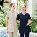 【正規代理店】LH6272 ナガイレーベン ナースウェア ジャケット 女性用 半袖 PHSポケット Vネック 制菌加工 制電 吸水 防汚 透け防止 涼感素材 業務用洗濯可 NAGAILENBEN 医療用 看護師 介護 レディース レディス 女子 チュニック 上衣 医務衣 白衣 ナース服