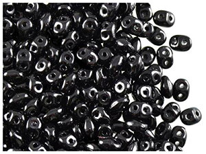Czech Glass SuperDuo 2-Hole Seed Beads 5.5x2.5mm Jet Black 24 Gramme-tube