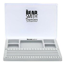 BEADSMITH 旅行用ミニビーズデザインボード グレイ フロック加工 蓋付き 7.75×11.25インチ (約19.7cm×28.6cm)