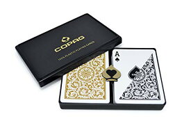 COPAG 1546 ポーカーサイズ レギュラーインデックス ダブルデッキ トランプ プラスチック カード プロ マジック 手品 ブラック/ゴールド