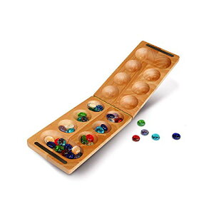 [EBQ[]WE Games Folding Mancala Solid Wood Board & Glass Stones 18 inches 492008 [sAi]