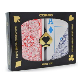 COPAG 4色 ブリッジサイズ ジャンボインデックス ダブルデッキ トランプ プラスチック カード プロ マジック 手品 レッド/ブルー