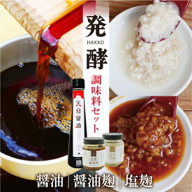 お得 発酵 無添加 調味料3種セット 【 国産有機醤油 ・ 温泉 醤油麹 ・ 温泉 塩麹 】白山の湧き水と太陽の力で作った 醤油 温泉 で 発酵させた 醤油糀 塩糀 ギフト 調味料