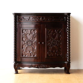 アンティーク風キャビネット 木製 猫脚 収納家具 サイドボード チェスト リビングボード 寝室 玄関 電話台 キャビネット サイドボード チェスト リビングボード 花台 引き出し 棚 幅80cm 完成品 送料無料 アンティークなキャビネット ツイスト