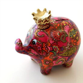 貯金箱 かわいい 陶器 ゾウ 象 オブジェ 置物 可愛い 動物 アニマル インテリア 陶器のカラフル貯金箱 ゾウ