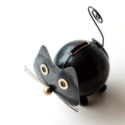 貯金箱 おしゃれ かわいい 猫 置物 オブジェ インテリア 雑貨 ブリキの貯金箱 クロネコ