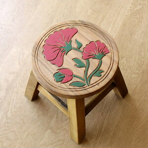 スツール 木製 子供 椅子 おしゃれ 花 ミニスツール 小さい ウッドスツール 丸椅子 子供イス かわいい 天然木 無垢材 花台 ミニテーブル ロースツール アンティーク 子供イス インディアンフ