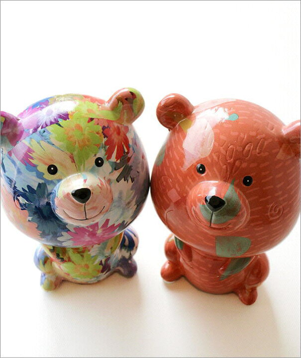 楽天市場】貯金箱 おしゃれ かわいい 陶器 クマ 熊 オブジェ 置物 