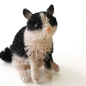 たわし アニマル ハチワレ 猫 置物 オブジェ おしゃれ かわいい 可愛い 小さい 動物 ヤシ エスニック 雑貨 インテリア たわし アニマル 八ワレ猫