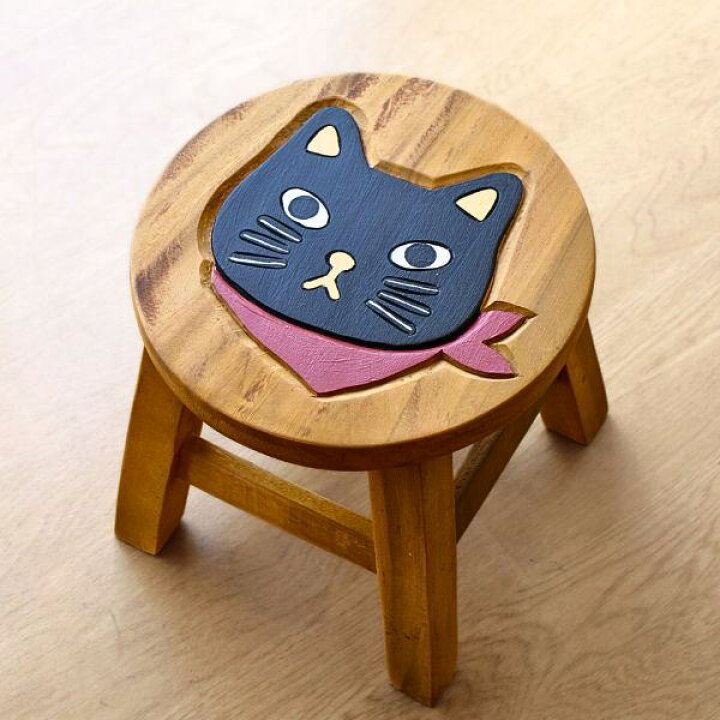 楽天市場】天然木のかわいい丸イス 木製スツール 猫 雑貨 無垢材 