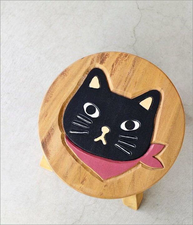 楽天市場】天然木のかわいい丸イス 木製スツール 猫 雑貨 無垢材 ミニ 