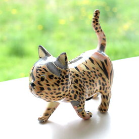貯金箱 おしゃれ 陶器 猫 ねこ キャット オブジェ 置物 かわいい 動物 アニマル カラフル エスニック インテリア 陶器のカラフル貯金箱 ネコ