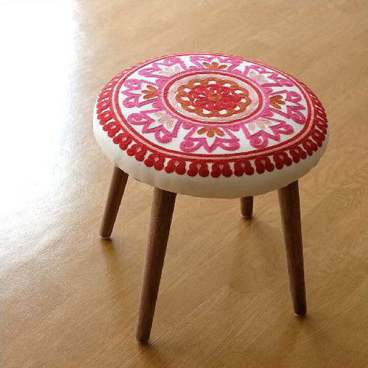 ヨーロピアンスツール 花刺繍
