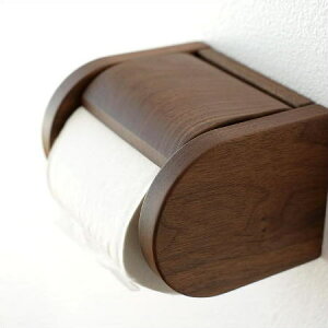 トイレットペーパーホルダー 木製 おしゃれ ワンタッチ式 ペーパーホルダー トイレ ウォールナット無垢材 天然木 ウッド 木目 壁掛け シンプル ナチュラル 和風 手作り 日本製 高級感 一連 1