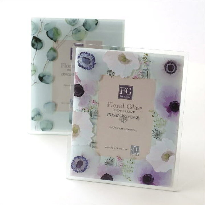 楽天市場 フォトフレーム 写真立て ガラス おしゃれ 花 フラワー かわいい 自然 水彩画 グリーン ナチュラル ガラスのフォトフレームフラワーｂ ２タイプ ギギｌｉｖｉｎｇ
