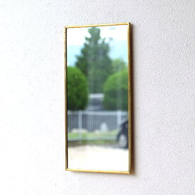 鏡 壁掛けミラー アンティーク レトロ シンプル おしゃれ ウォールミラー 真鍮 ゴールド 長方形 20×40cm 薄型 スタイリッシュ 日本製 アンティークな真鍮のウォールミラーA