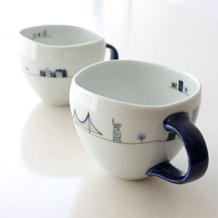 楽天市場 マグカップ 陶器 白 おしゃれ かわいい 可愛い 有田焼 日本製 焼き物 染付マグ 2タイプ ギギｌｉｖｉｎｇ