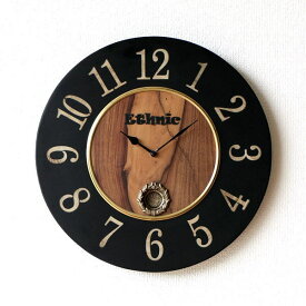 掛け時計 壁掛け時計 アンティーク 木製 おしゃれ 振り子 レトロ インダストリアル アナログ かっこいい 見やすい 木目調 黒 ブラック 丸 45cm ウォールクロック 振り子