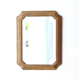 鏡 壁掛けミラー ウォールミラー おしゃれ 木製 チーク 天然木 木枠 シンプル 玄関 トイレ 洗面 ナチュラルウッドのミラーフレーム M
