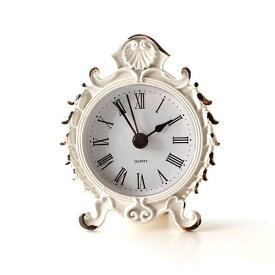 置き時計 おしゃれ かわいい アナログ 小さい 小型 白 アンティーク エレガント クラシック スタンドクロック ホワイトシエル