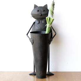 傘立て ブリキ 猫 ネコ かわいい アンティーク レトロ シャビー 傘入れ アンブレラスタンド ビッグキャットのブリキの傘立て