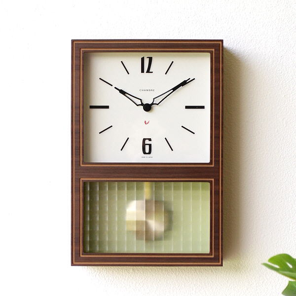 振り子時計 掛け時計 壁掛け時計 おしゃれ 木製 クラシック レトロ モダン シンプル ナチュラル デザイン 四角 見やすい 日本製  クラシックな振り子時計 ウォルナット | ギギｌｉｖｉｎｇ