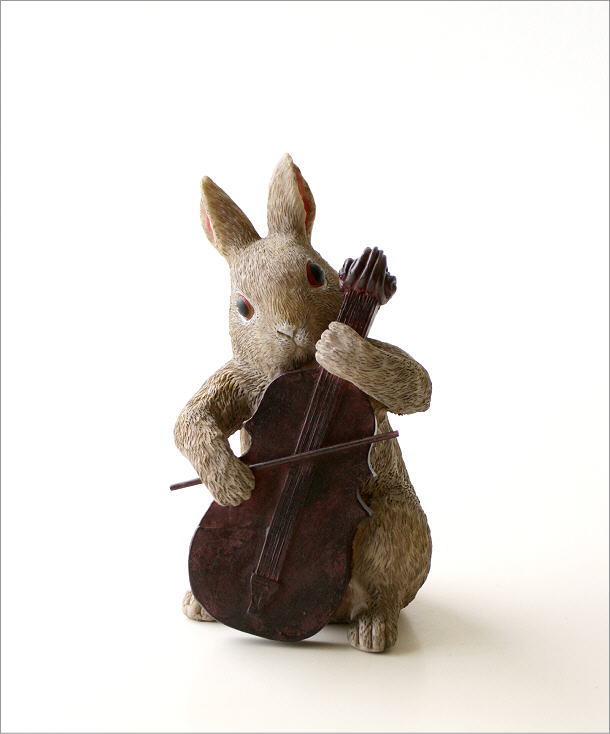 アンティーク 陶器置き物 ウサギの音楽隊