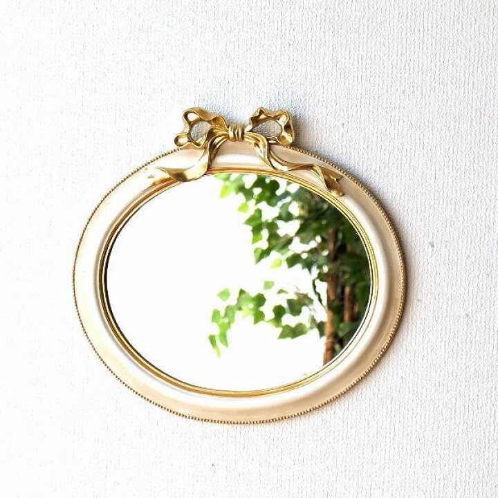 楽天市場】鏡 壁掛けミラー おしゃれ 壁掛け リボン オーバル 楕円  