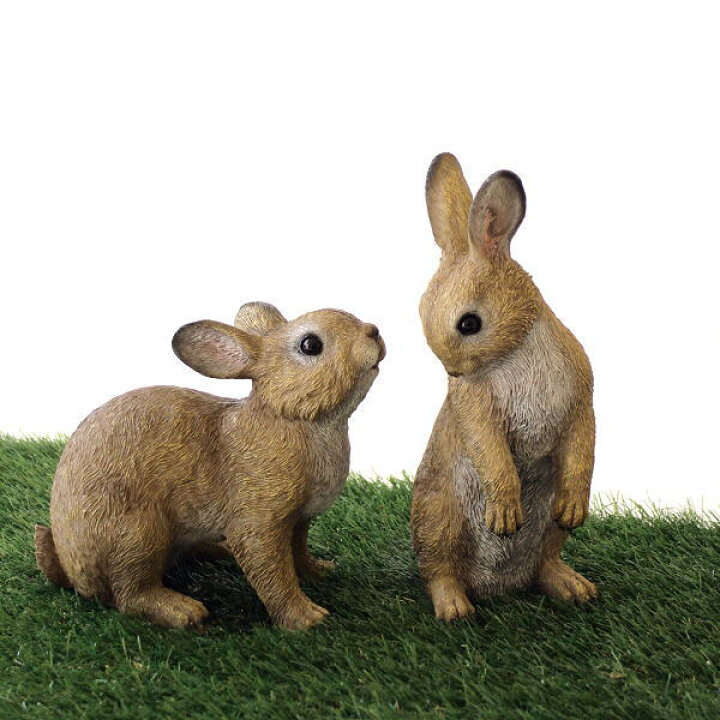 楽天市場 うさぎ ウサギ 置物 オブジェ おしゃれ かわいい セット インテリアオブジェ ガーデン 庭 インテリア 雑貨 玄関 動物 ペアラビットの置物 ギギｌｉｖｉｎｇ